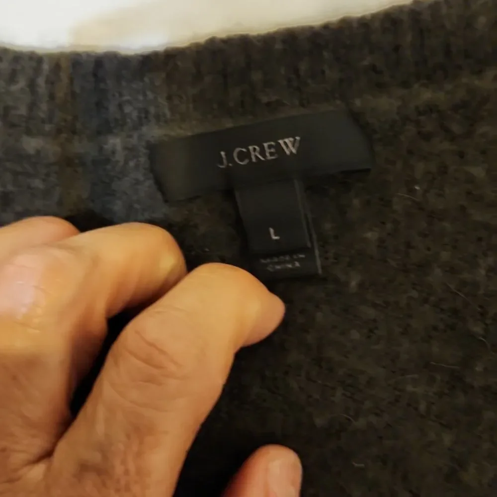 J Crew Wool‎ Blend Forest Green V neck sweater size large